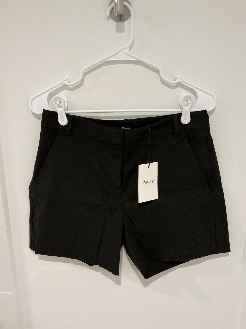 Theory Linen Blend Women’s Shorts Black Soft Crunch Size 2 Orig $195 NWT